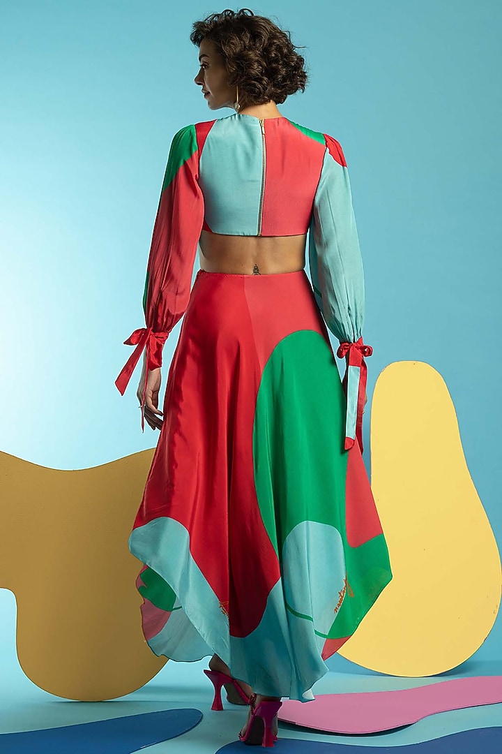 Multi-Colored High-Low Vacation Dress by Nautanky By Nilesh Parashar at Pernia's Pop Up Shop