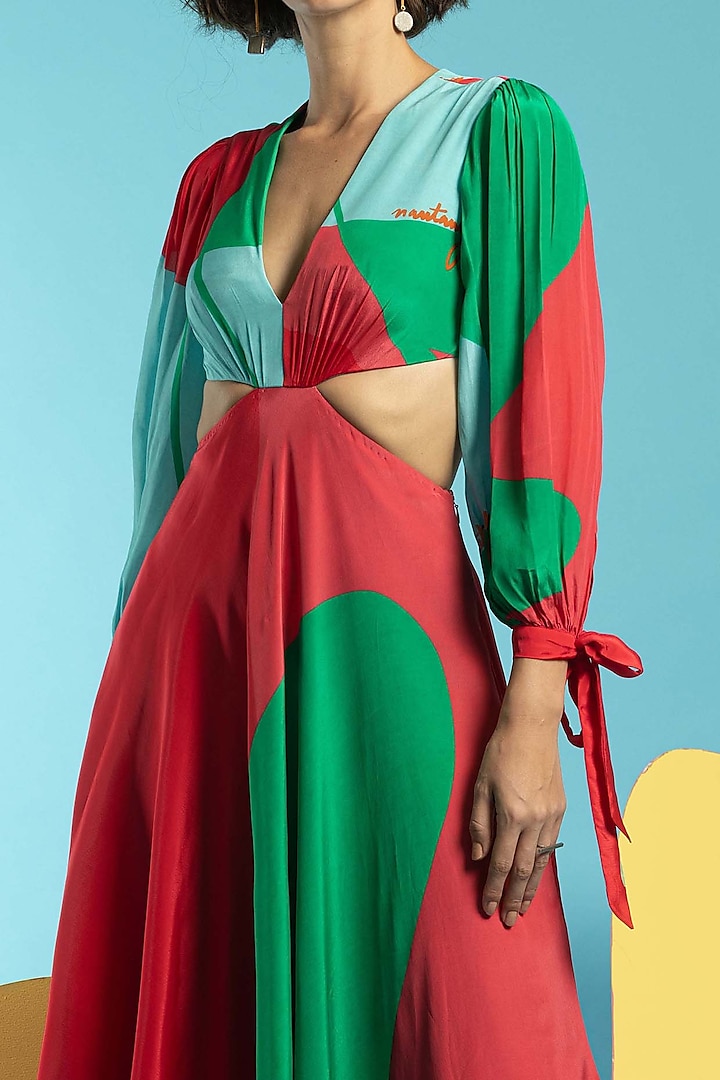 Multi-Colored High-Low Vacation Dress by Nautanky By Nilesh Parashar at Pernia's Pop Up Shop