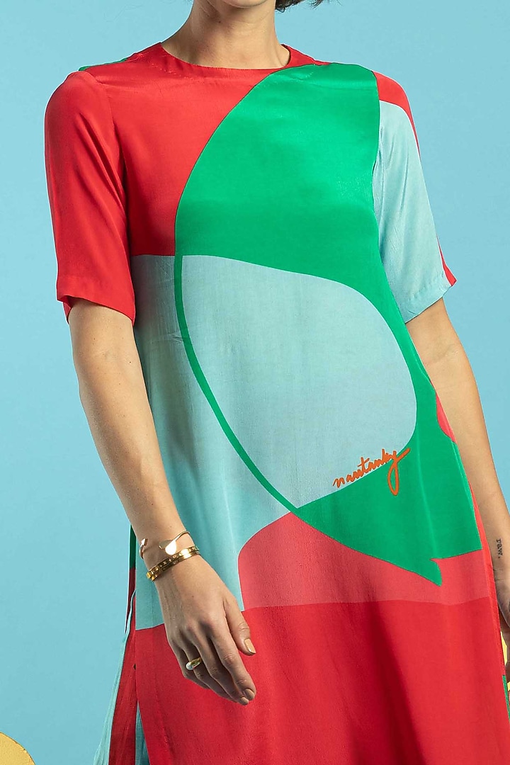 Multi-Colored Tunic Set In Natural Crepe by Nautanky By Nilesh Parashar at Pernia's Pop Up Shop