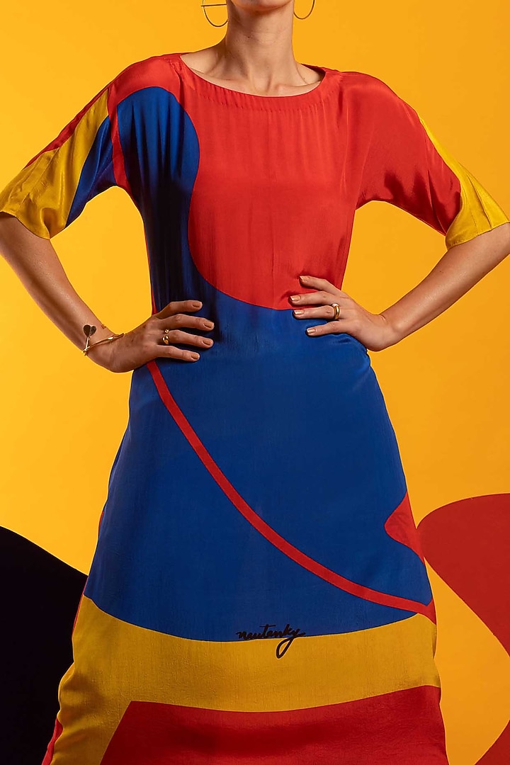 Multi-Colored Tunic Set In Natural Crepe by Nautanky By Nilesh Parashar at Pernia's Pop Up Shop