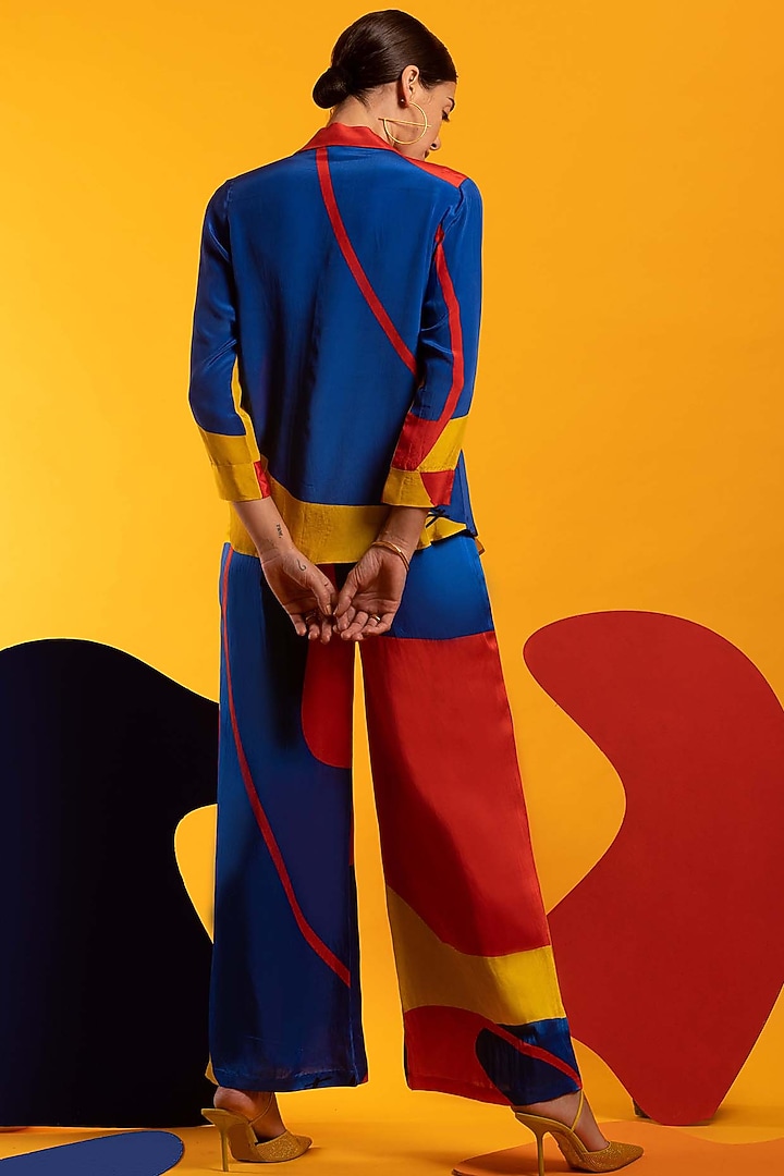 Multi-Colored Pant Set In Natural Crepe by Nautanky By Nilesh Parashar at Pernia's Pop Up Shop