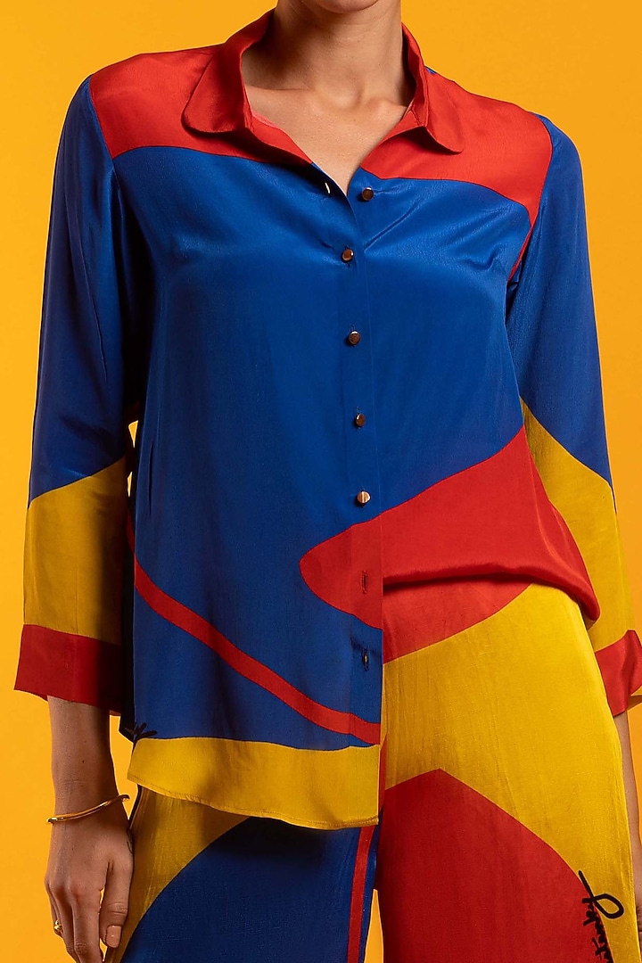 Multi-Colored Pant Set In Natural Crepe by Nautanky By Nilesh Parashar at Pernia's Pop Up Shop
