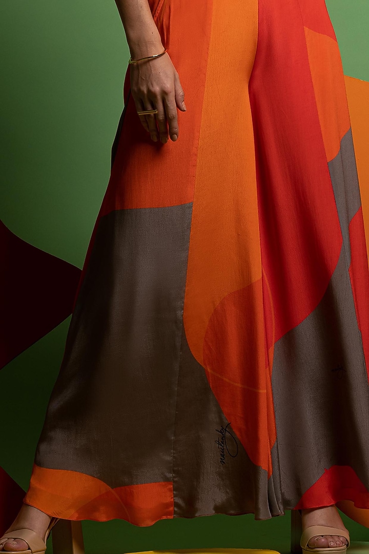 Multi-Colored Wide-Leg Pant Set In Natural Crepe by Nautanky By Nilesh Parashar at Pernia's Pop Up Shop