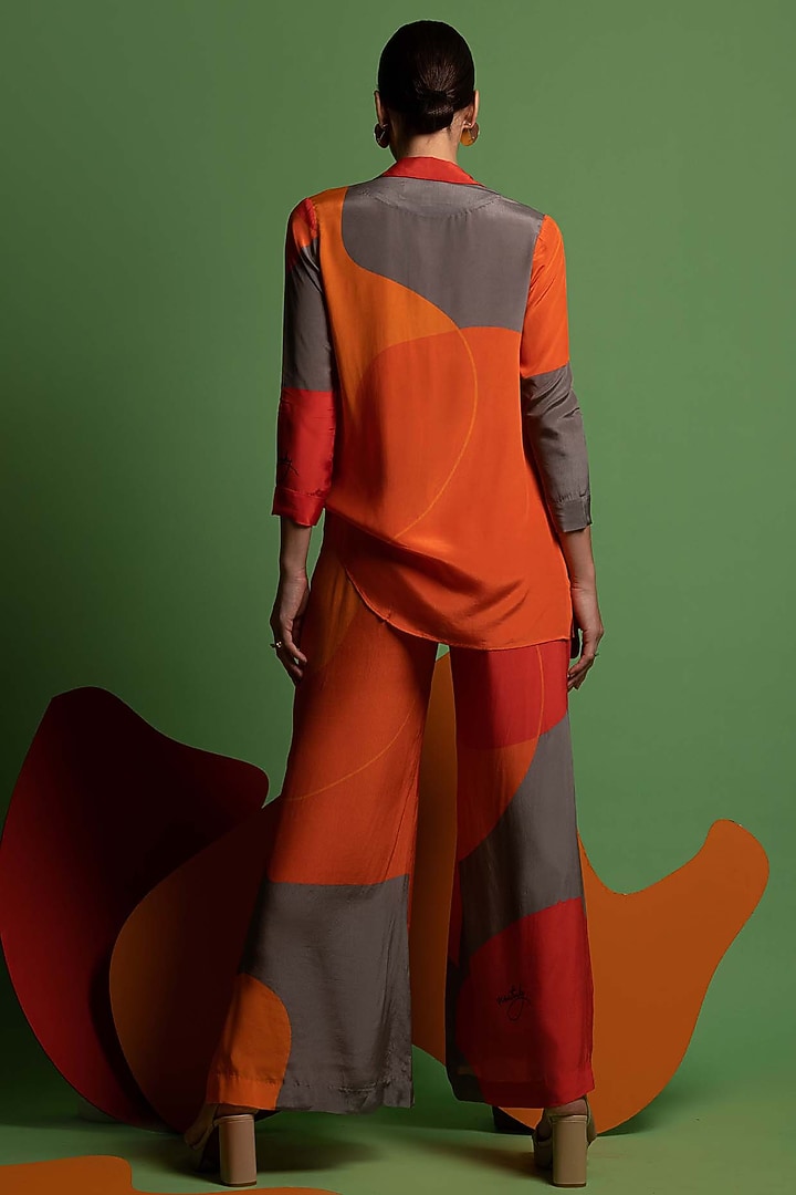 Multi-Colored Pant Set In Natural Crepe by Nautanky By Nilesh Parashar at Pernia's Pop Up Shop