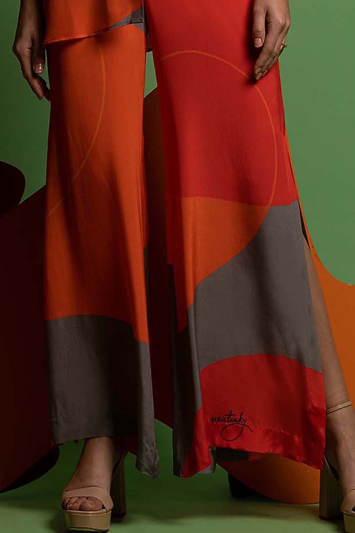 Multi-Colored Pant Set In Natural Crepe by Nautanky By Nilesh Parashar at Pernia's Pop Up Shop