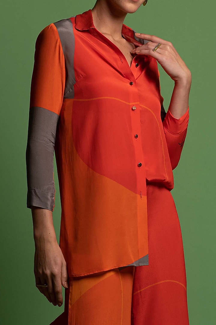 Multi-Colored Pant Set In Natural Crepe by Nautanky By Nilesh Parashar at Pernia's Pop Up Shop