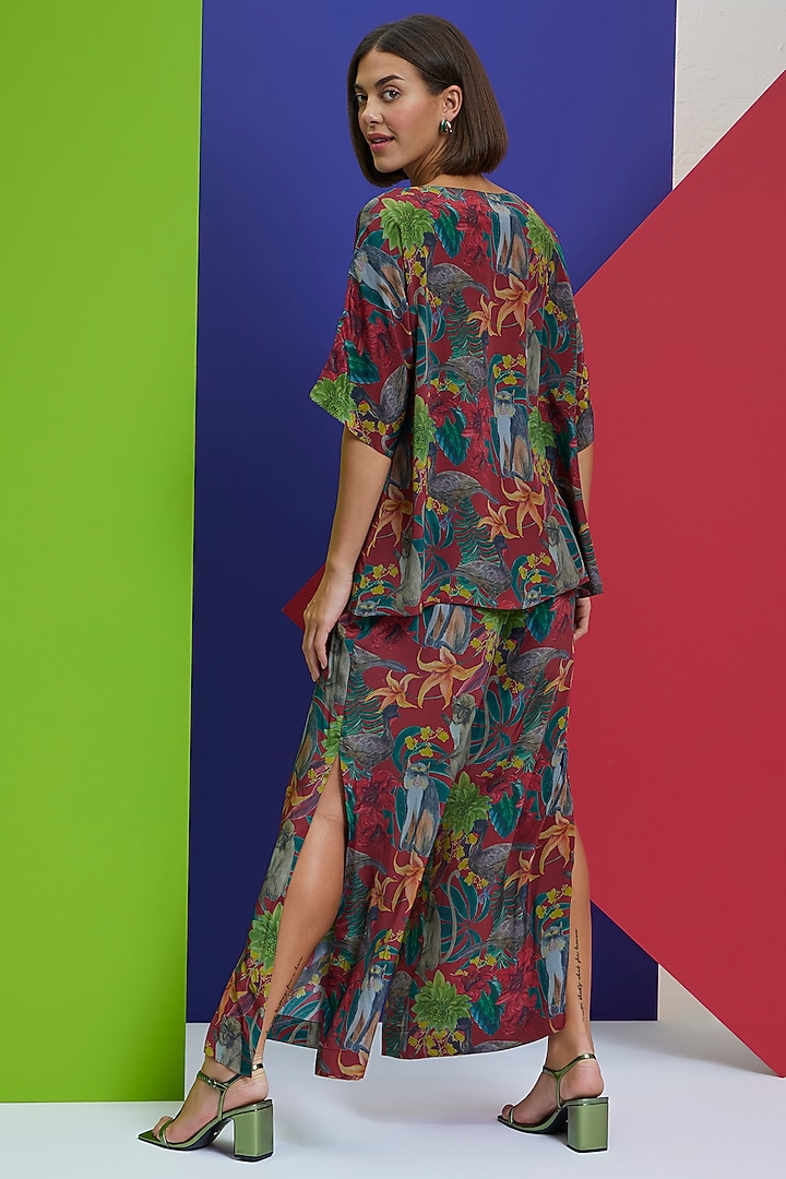 Brick Red Natural Crepe Co-Ord Set by Nautanky By Nilesh Parashar at Pernia's Pop Up Shop