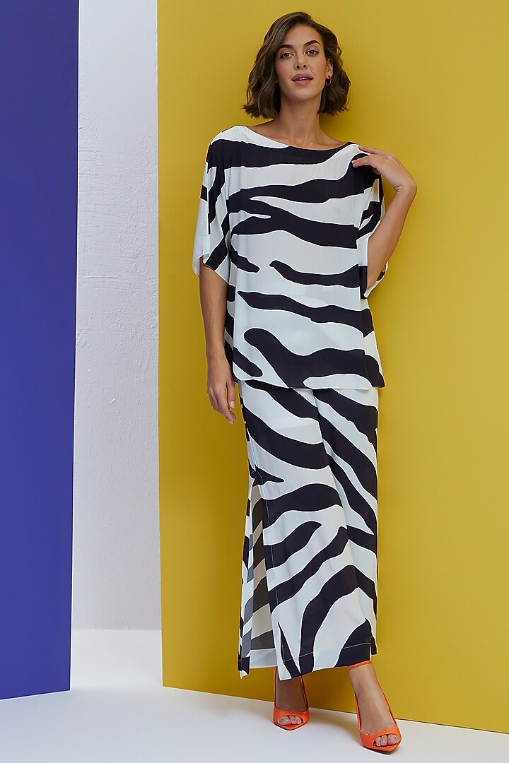Black & White Natural Crepe Co-Ord Set by Nautanky By Nilesh Parashar at Pernia's Pop Up Shop