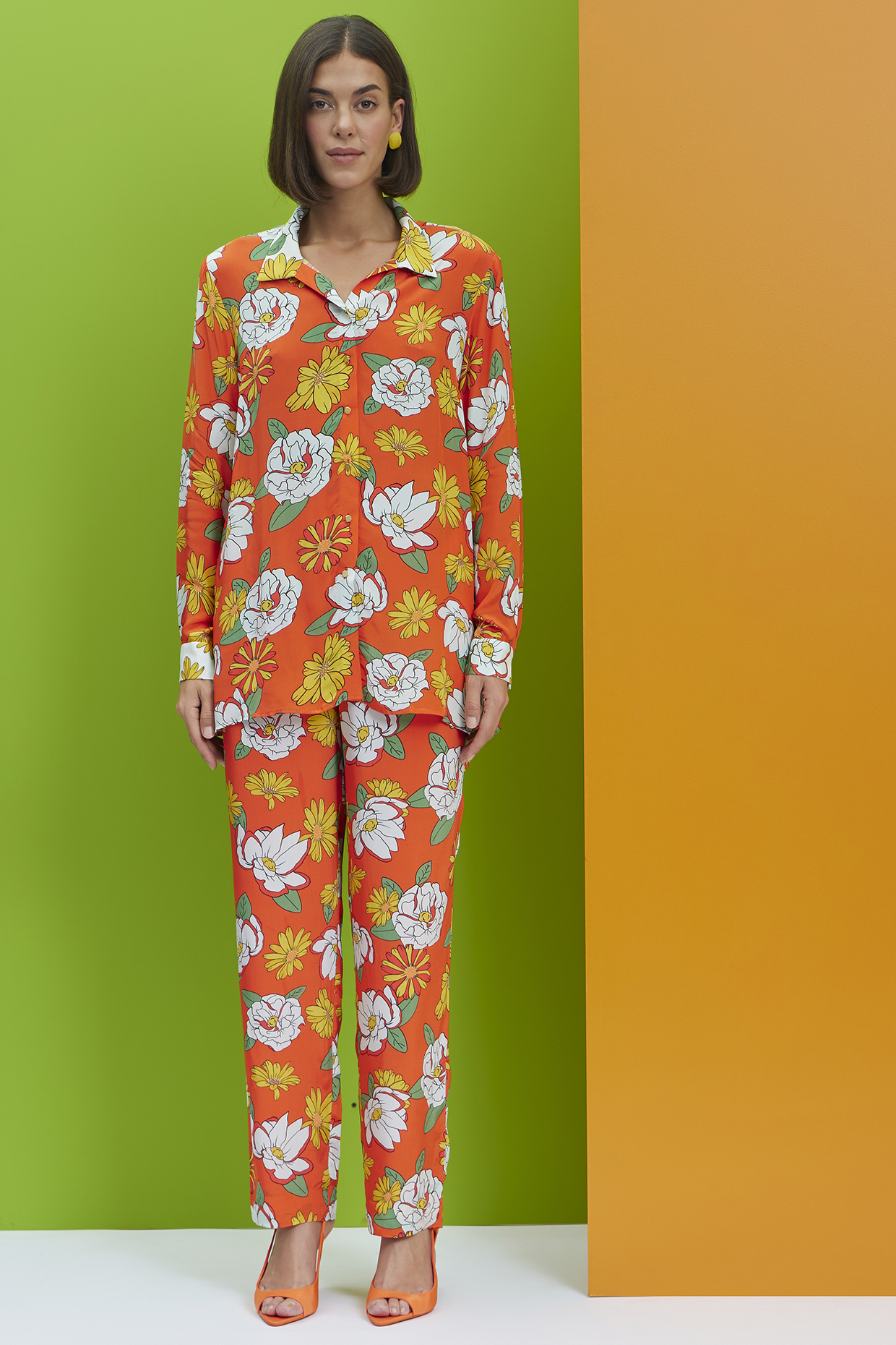 Burnt Orange Natural Crepe Co-Ord Set by Nautanky By Nilesh Parashar at Pernia's Pop Up Shop