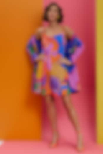 Electric Blue Natural Crepe Mini Vacation Dress by Nautanky By Nilesh Parashar at Pernia's Pop Up Shop