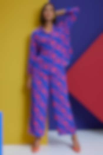 Dark Blue Natural Crepe Co-Ord Set by Nautanky By Nilesh Parashar at Pernia's Pop Up Shop