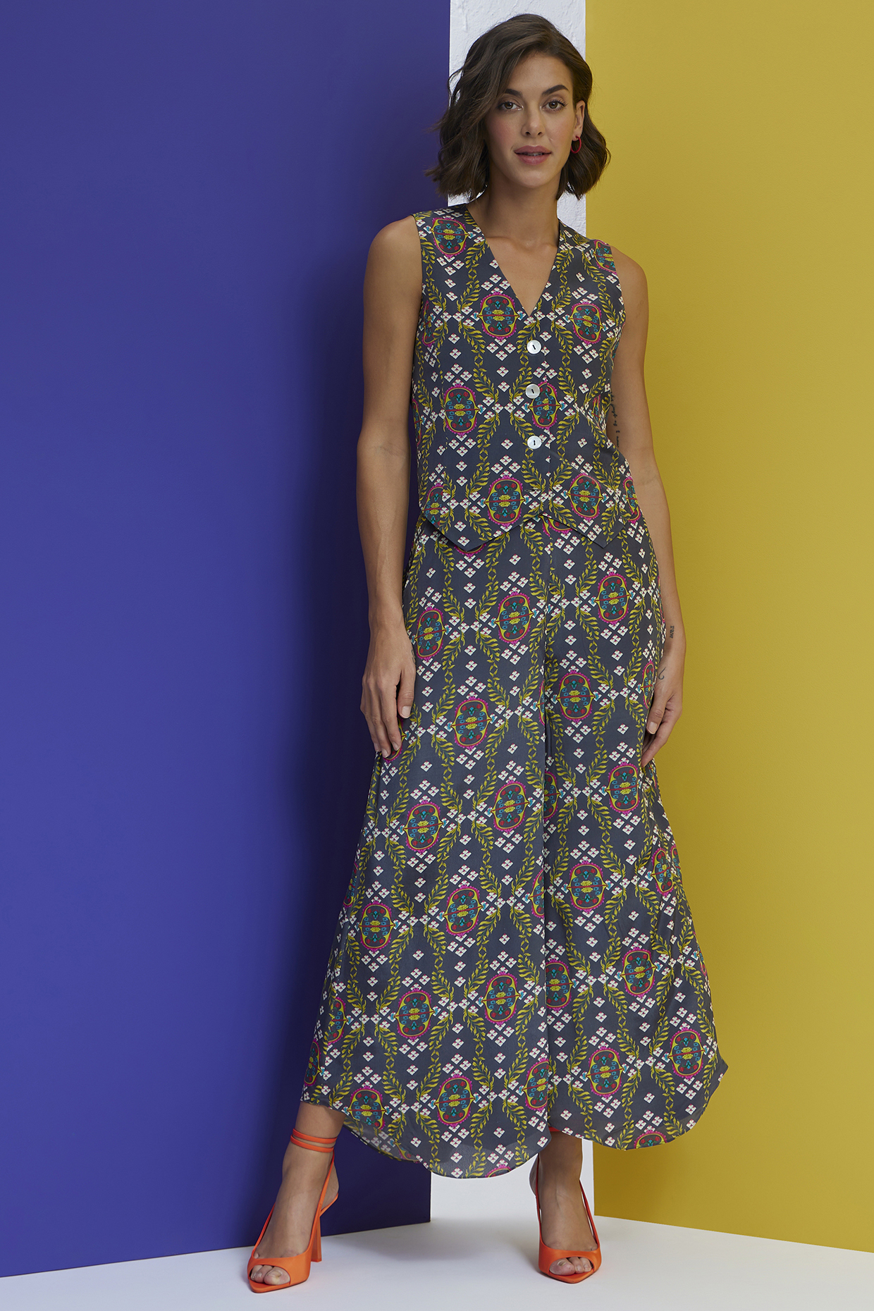 Grey Natural Crepe Co-Ord Set by Nautanky By Nilesh Parashar at Pernia's Pop Up Shop