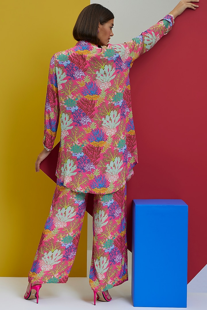 Hot Pink Natural Crepe Co-Ord Set by Nautanky By Nilesh Parashar at Pernia's Pop Up Shop