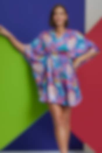 Electric Blue Natural Crepe Kaftan Summer Dress by Nautanky By Nilesh Parashar at Pernia's Pop Up Shop