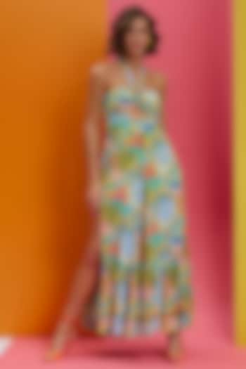 Yellow Natural Crepe Maxi Vacation Dress by Nautanky By Nilesh Parashar at Pernia's Pop Up Shop