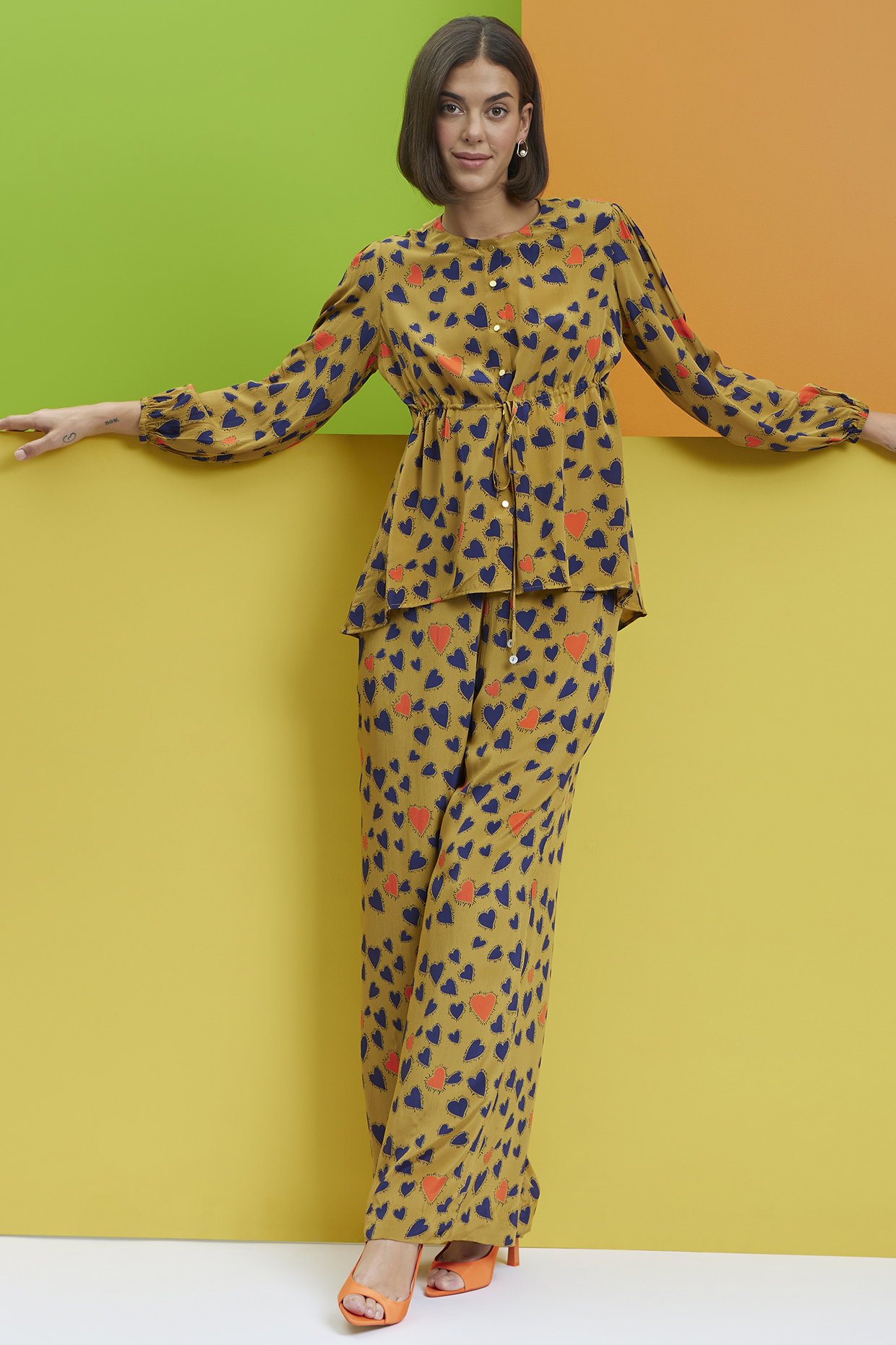 Mustard Yellow Natural Crepe Co-Ord Set by Nautanky By Nilesh Parashar at Pernia's Pop Up Shop