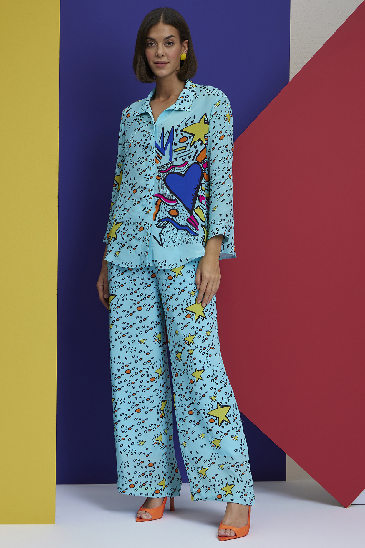 Pool Blue Natural Crepe Co-Ord Set by Nautanky By Nilesh Parashar at Pernia's Pop Up Shop