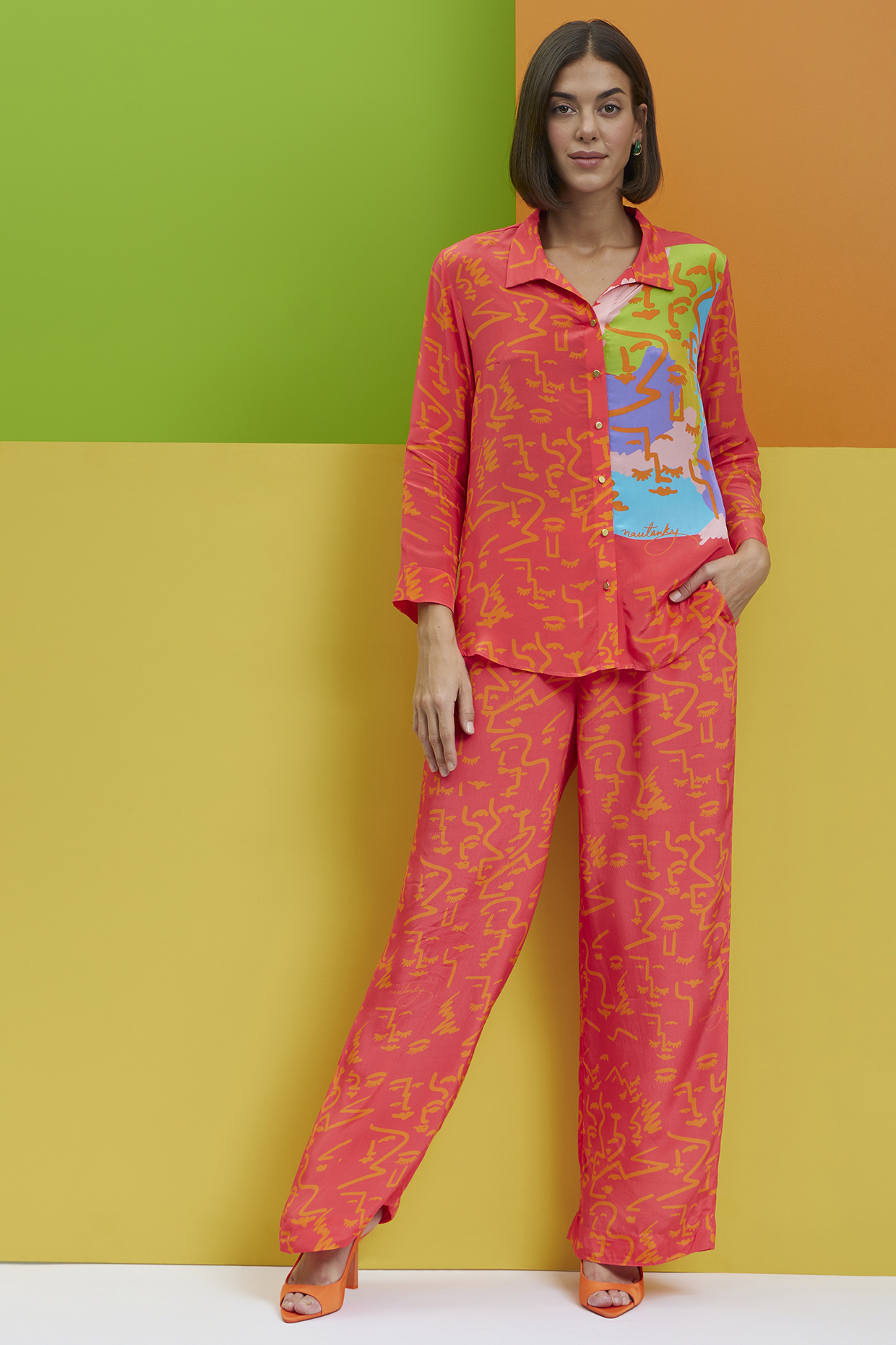 Peach Natural Crepe Co-Ord Set by Nautanky By Nilesh Parashar at Pernia's Pop Up Shop