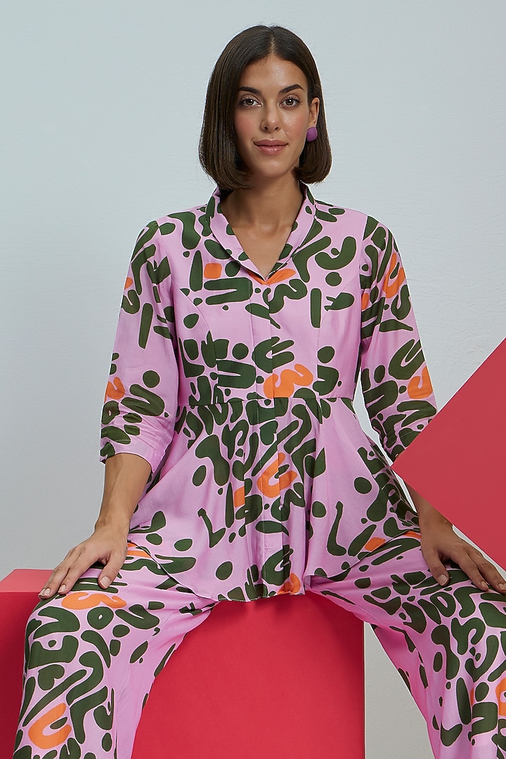 Blossom Pink Natural Crepe Co-Ord Set by Nautanky By Nilesh Parashar at Pernia's Pop Up Shop