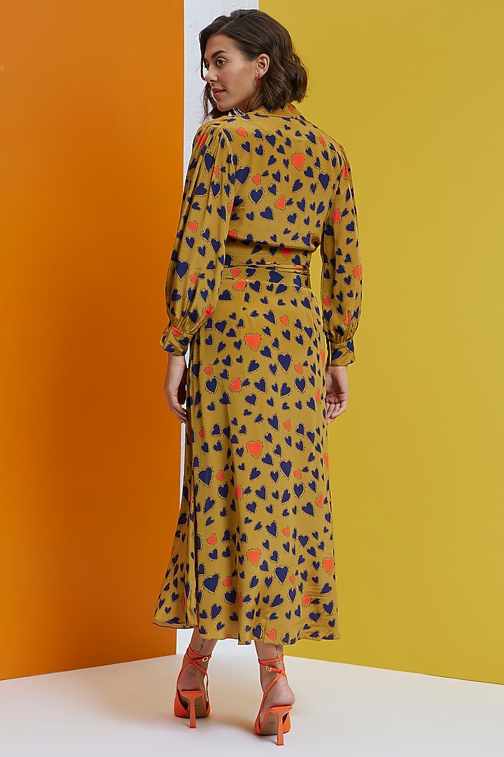 Mustard Yellow Natural Crepe Skirt Set by Nautanky By Nilesh Parashar at Pernia's Pop Up Shop