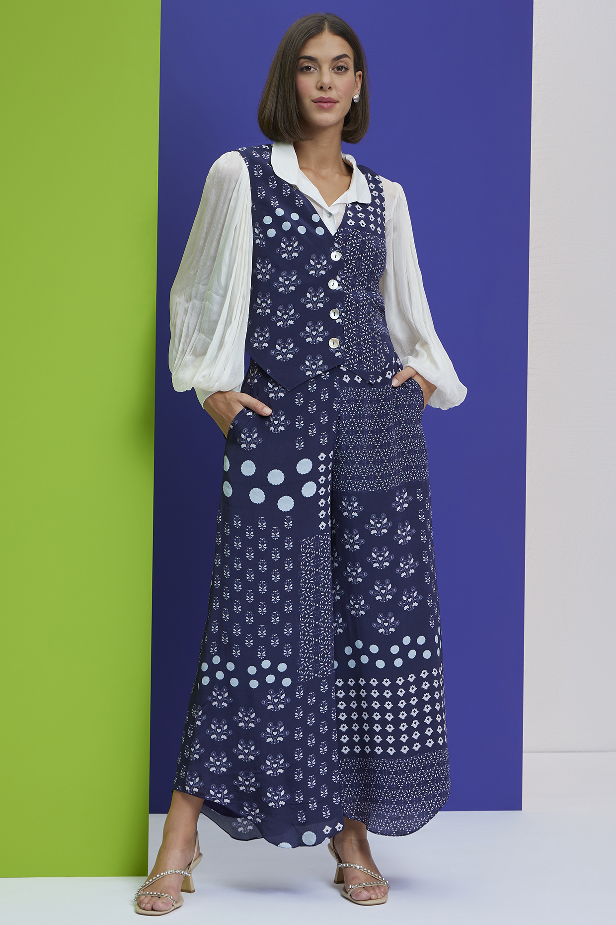 Navy Blue Crepe Co-Ord Set by Nautanky By Nilesh Parashar at Pernia's Pop Up Shop