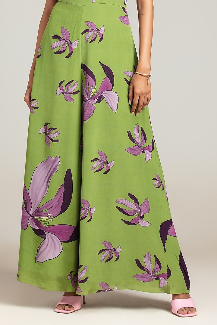 Green & Purple Natural Crepe Corset Jumpsuit by Nautanky By Nilesh Parashar at Pernia's Pop Up Shop