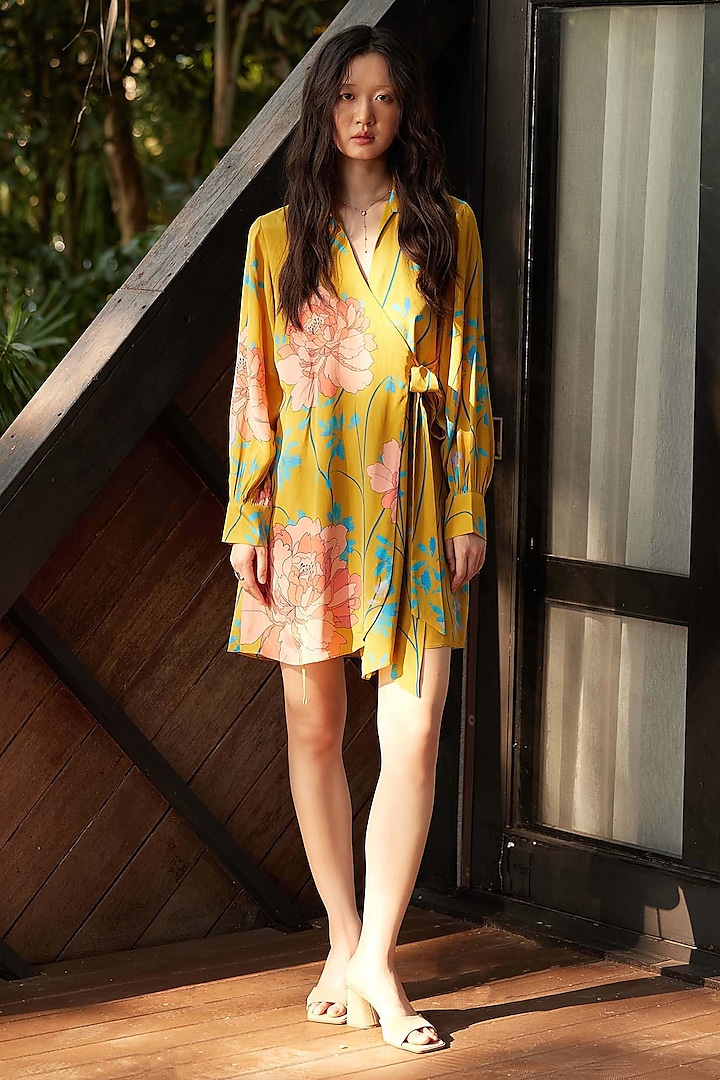 Multi-Colored Natural Crepe Shirt Dress by Nautanky By Nilesh Parashar at Pernia's Pop Up Shop