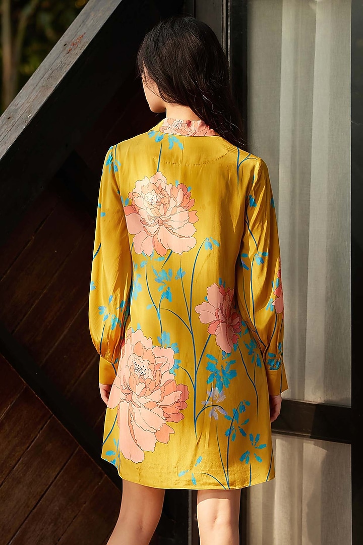Multi-Colored Natural Crepe Vacation Shirt Dress by Nautanky By Nilesh Parashar at Pernia's Pop Up Shop