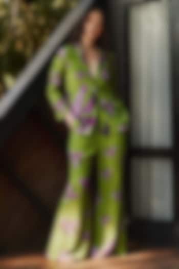 Green & Purple Natural Crepe Co-Ord Set by Nautanky By Nilesh Parashar at Pernia's Pop Up Shop