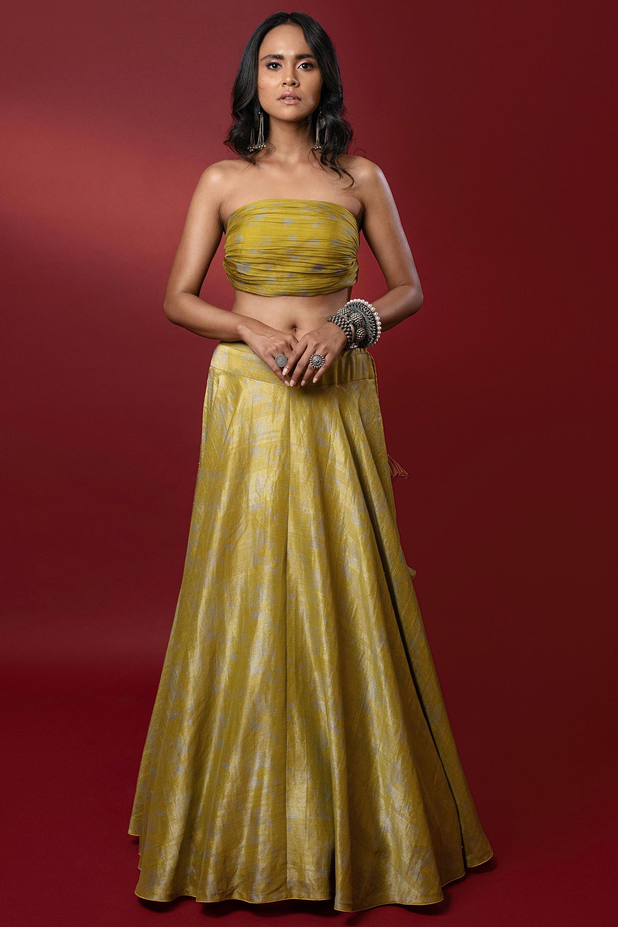 Lime Yellow Printed Wedding Lehenga Set by Nautanky By Nilesh Parashar at Pernia's Pop Up Shop