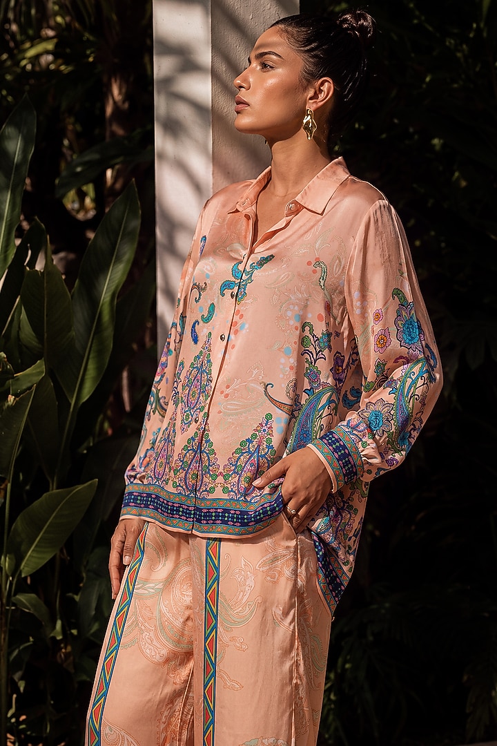 Peach Natural Crepe Co-Ord Set by Nautanky By Nilesh Parashar at Pernia's Pop Up Shop