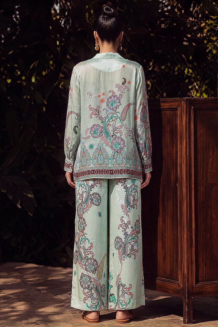 Sage Green Natural Crepe Co-Ord Set by Nautanky By Nilesh Parashar at Pernia's Pop Up Shop