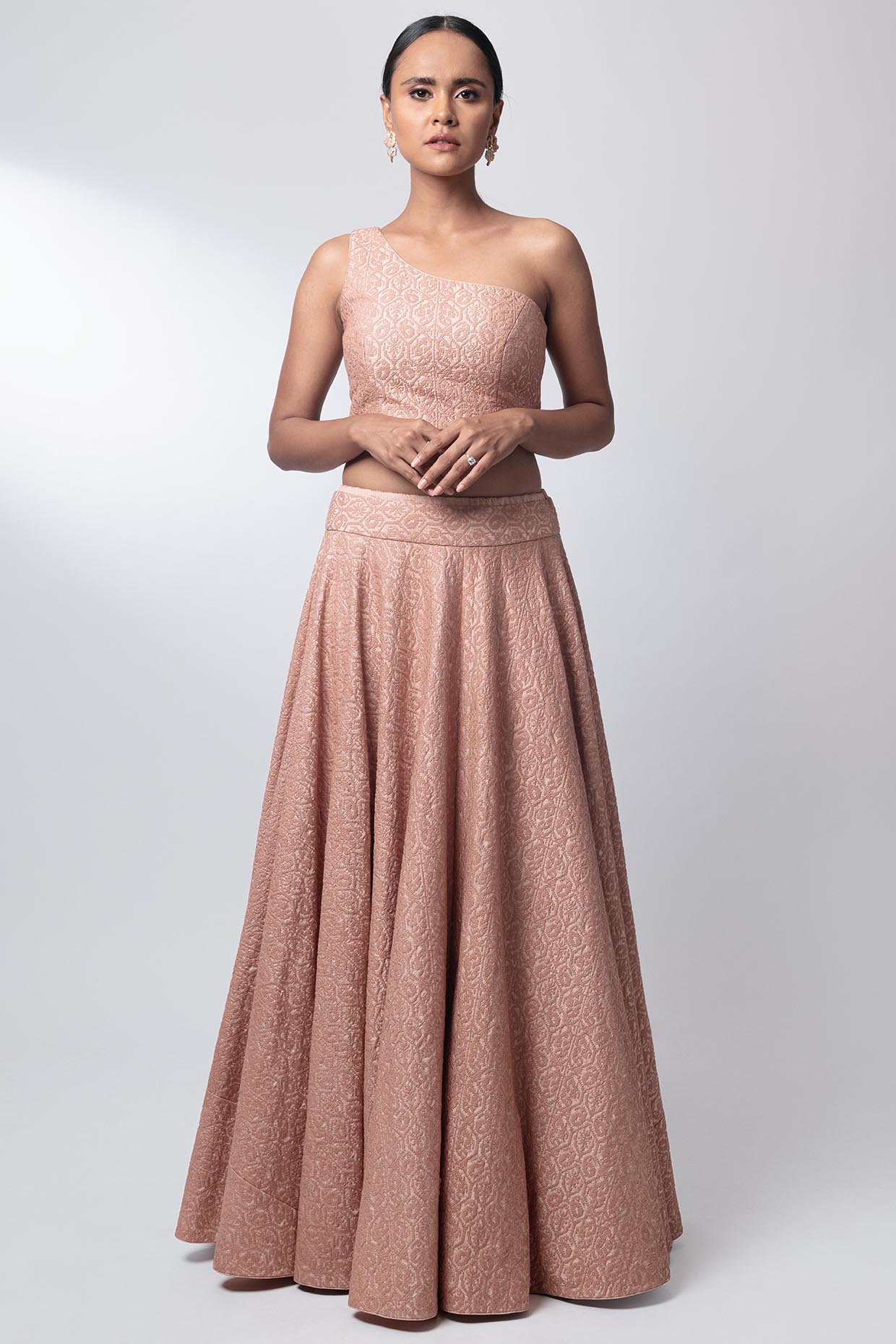 Rose Quartz Embroidered Wedding Lehenga Set by Nautanky By Nilesh Parashar at Pernia's Pop Up Shop
