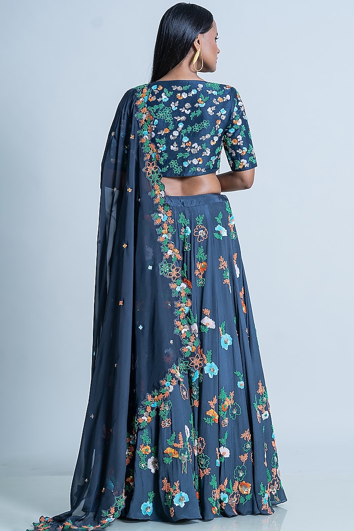 Sea Serpent Hand Embroidered Bridal Lehenga Set by Nautanky By Nilesh Parashar at Pernia's Pop Up Shop