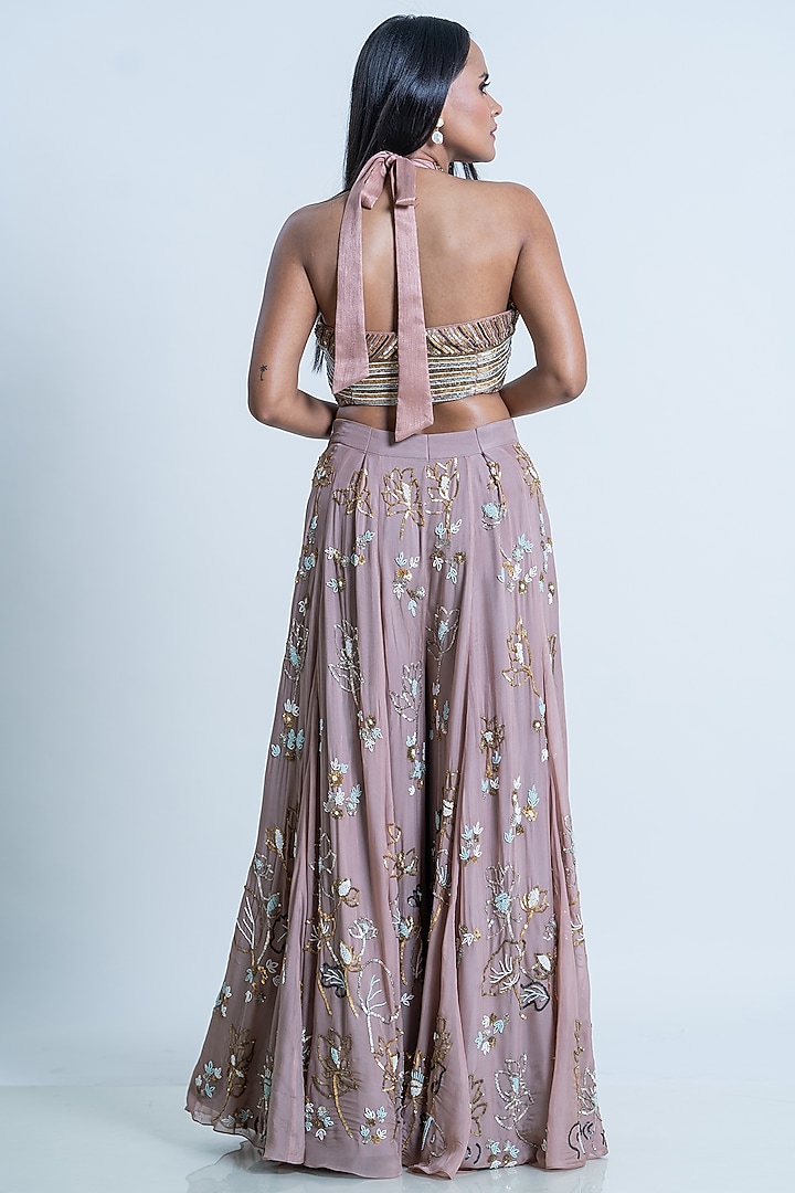 Champaign Hand Embroidered Bridal Lehenga Set by Nautanky By Nilesh Parashar at Pernia's Pop Up Shop