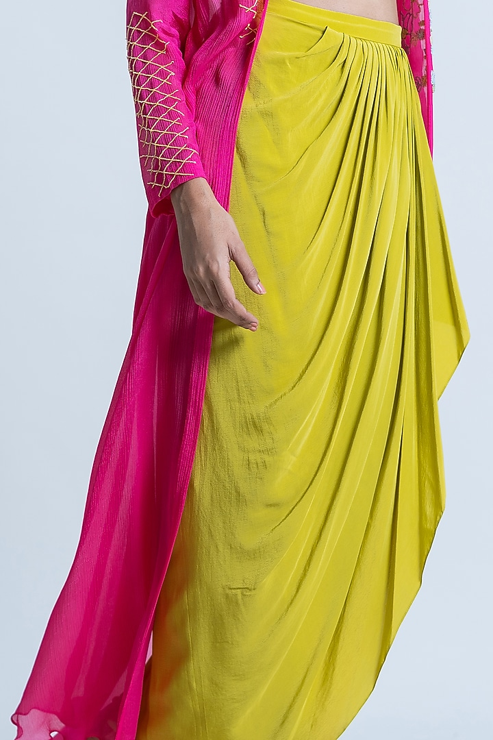 Pink Hand Embroidered Cape Set by Nautanky By Nilesh Parashar at Pernia's Pop Up Shop