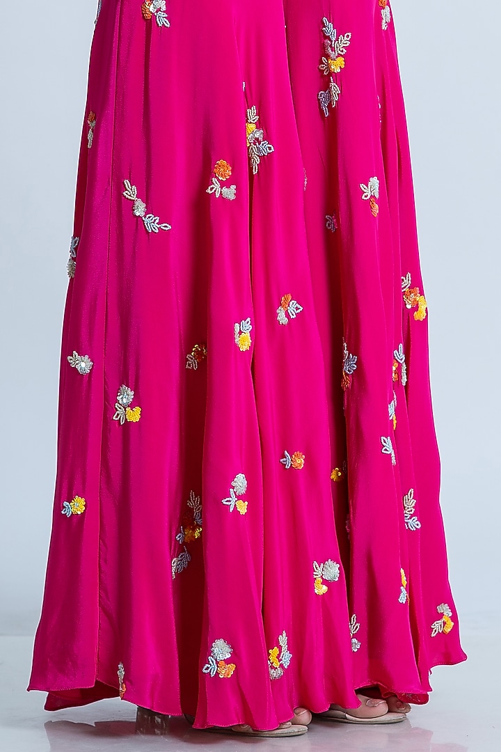 Fuchsia Hand Embroidered Wedding Sharara Set by Nautanky By Nilesh Parashar at Pernia's Pop Up Shop