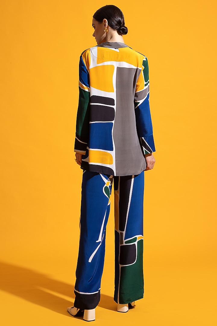 Multi-Colored Neoprene & Chiffon Co-Ord Set by Nautanky By Nilesh Parashar at Pernia's Pop Up Shop