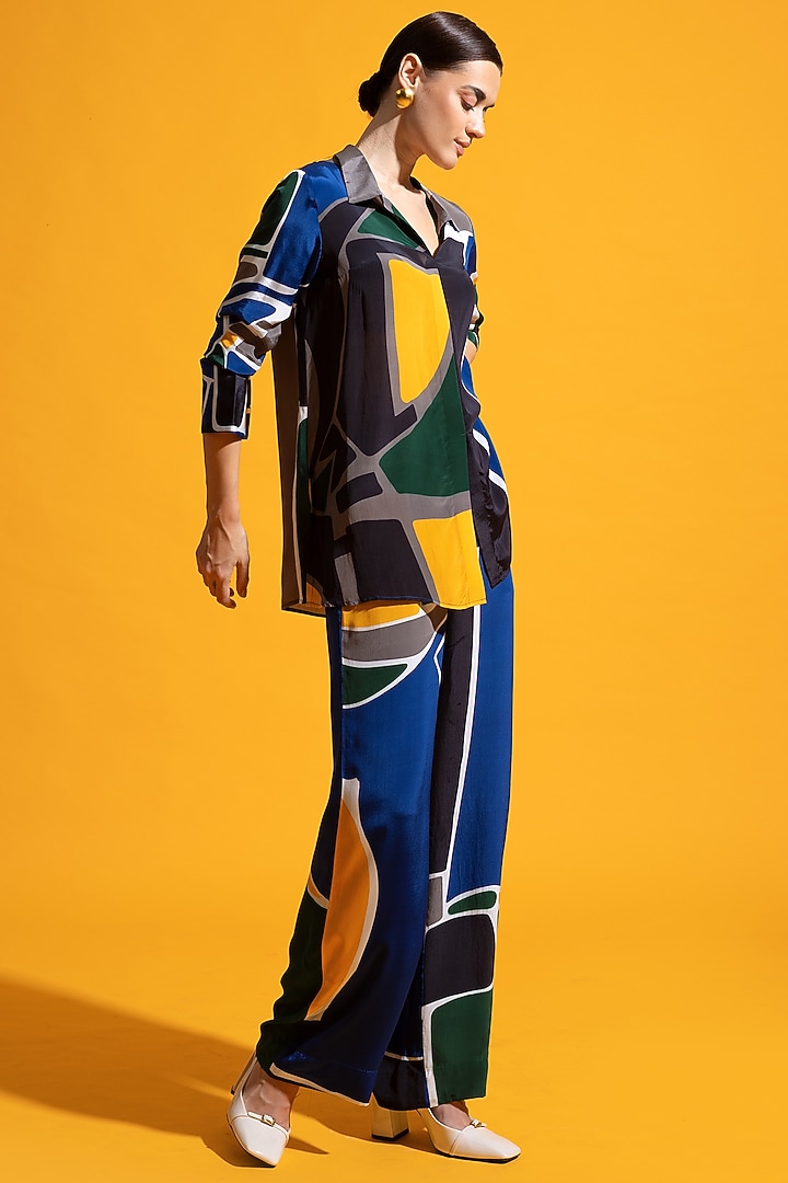 Multi-Colored Neoprene & Chiffon Co-Ord Set by Nautanky By Nilesh Parashar at Pernia's Pop Up Shop