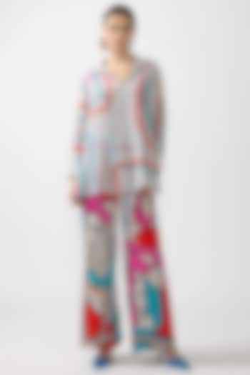 Grey Natural Crepe Printed Co-Ord Set by Nautanky By Nilesh Parashar at Pernia's Pop Up Shop