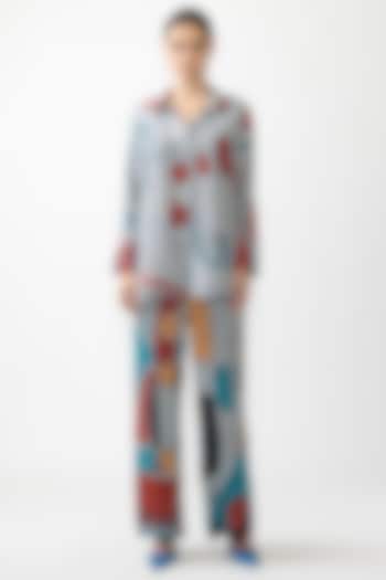 Grey Natural Crepe Printed Co-Ord Set by Nautanky By Nilesh Parashar at Pernia's Pop Up Shop