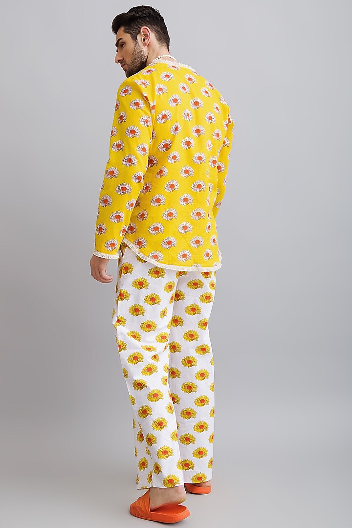 Yellow Fine Cotton Pant Set by Nautanky By Nilesh Parashar Men at Pernia's Pop Up Shop