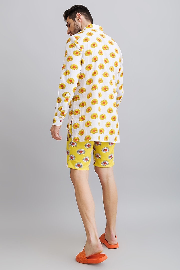 Ivory & Yellow Neoprene Printed Co-Ord Set by Nautanky By Nilesh Parashar Men at Pernia's Pop Up Shop