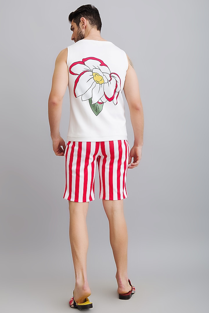 White & Red Neoprene Printed Co-Ord Set by Nautanky By Nilesh Parashar Men at Pernia's Pop Up Shop