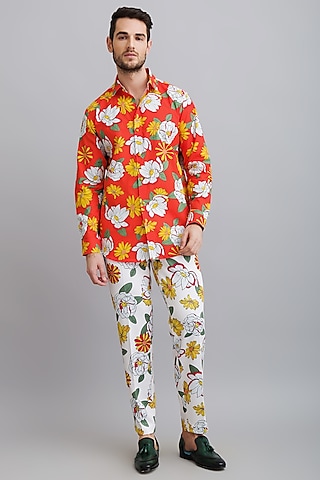 White Neoprene Pant Set by Nautanky By Nilesh Parashar Men