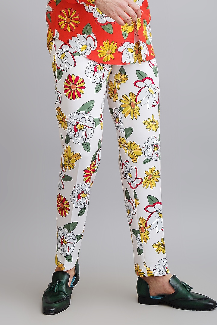 White Neoprene Pant Set by Nautanky By Nilesh Parashar Men at Pernia's Pop Up Shop