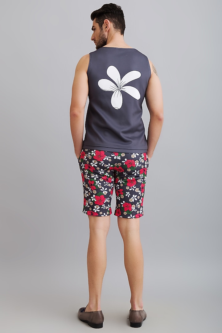 Grey & Red Neoprene Printed Co-Ord Set by Nautanky By Nilesh Parashar Men at Pernia's Pop Up Shop