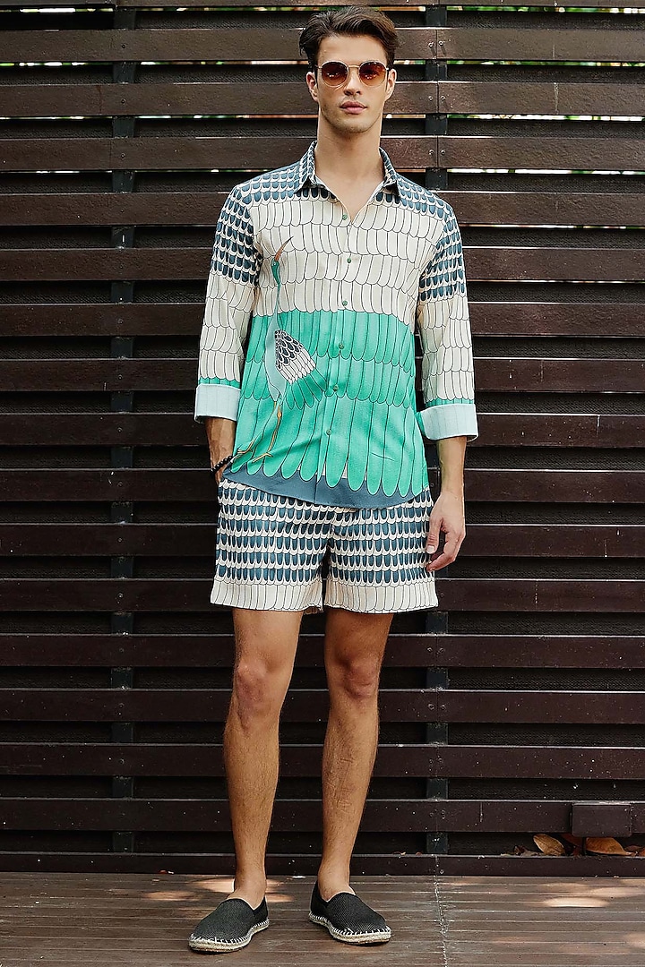 Multi-Colored Polyester Printed Co-Ord Set by Nautanky By Nilesh Parashar Men