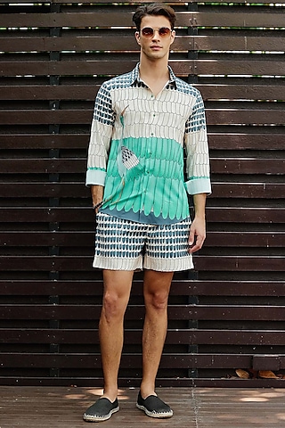 Multi-Colored Polyester Printed Co-Ord Set by Nautanky By Nilesh Parashar Men