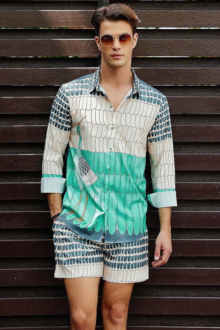 Multi-Colored Polyester Printed Co-Ord Set by Nautanky By Nilesh Parashar Men at Pernia's Pop Up Shop